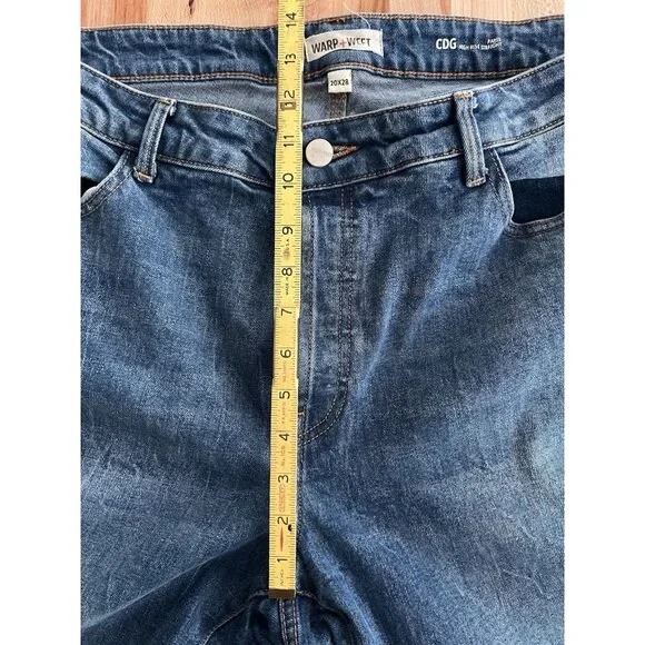 Warp + Weft CDG Paris High Rise Straight Stretch Button Fly Riviera Plus 20 x 28 - Picture 5 of 8